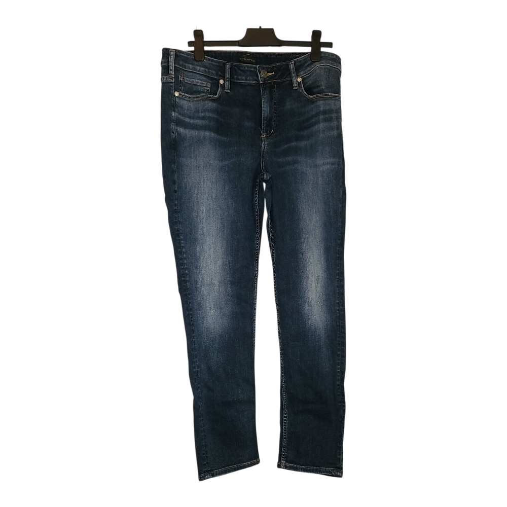 Silver Jeans Avery Slim Faded Dark Wash Blue Denim Jeans 14